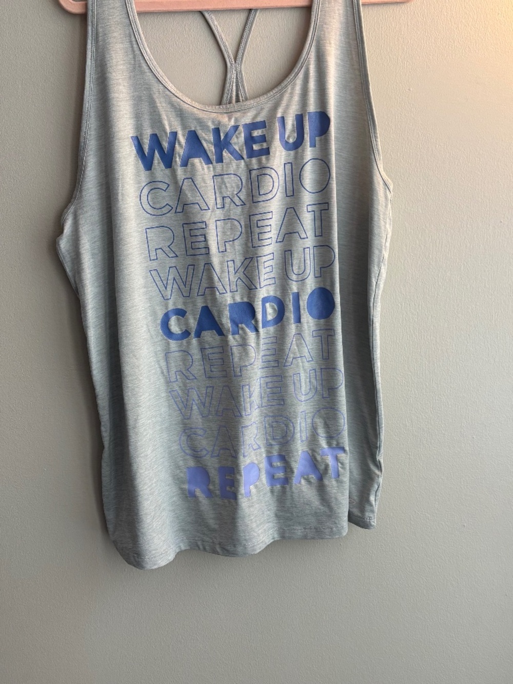Champion Duo Dry Gray “Wake Up Cardio Repeat” Racerback Workout Tank XXL